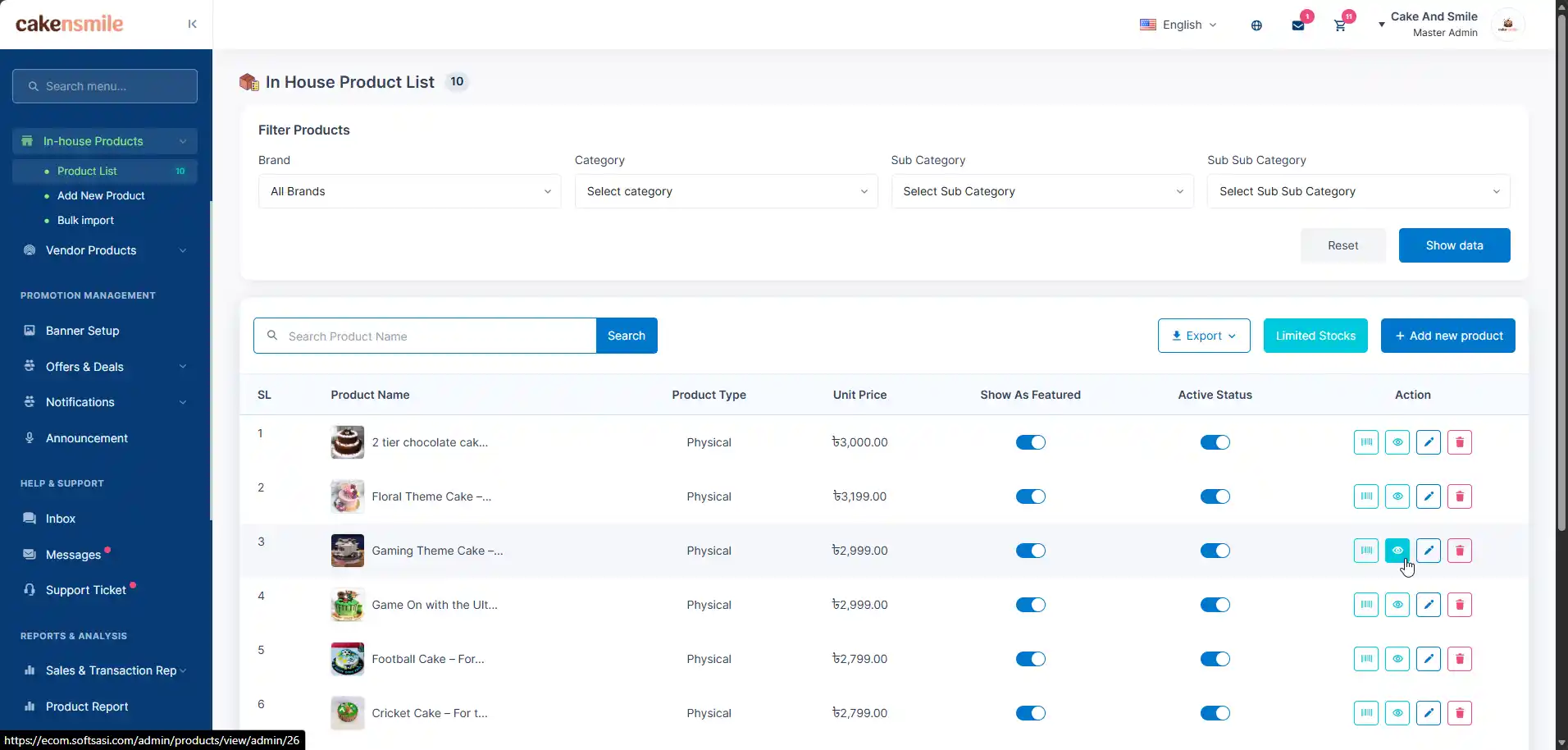 Product listing